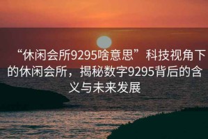 “休閑會(huì)所9295啥意思”科技視角下的休閑會(huì)所，揭秘?cái)?shù)字9295背后的含義與未來發(fā)展