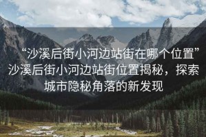“沙溪后街小河邊站街在哪個位置”沙溪后街小河邊站街位置揭秘，探索城市隱秘角落的新發現