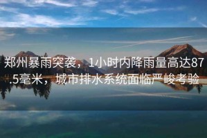 鄭州暴雨突襲，1小時(shí)內(nèi)降雨量高達(dá)87.5毫米，城市排水系統(tǒng)面臨嚴(yán)峻考驗(yàn)