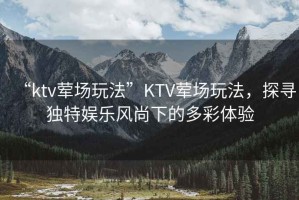 “ktv葷場玩法”KTV葷場玩法，探尋獨特娛樂風尚下的多彩體驗