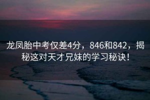 龍鳳胎中考僅差4分，846和842，揭秘這對天才兄妹的學習秘訣！