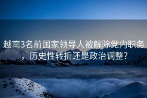 越南3名前國家領(lǐng)導(dǎo)人被解除黨內(nèi)職務(wù)，歷史性轉(zhuǎn)折還是政治調(diào)整？