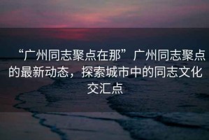 “廣州同志聚點在那”廣州同志聚點的最新動態，探索城市中的同志文化交匯點