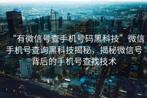 “有微信號查手機號碼黑科技”微信手機號查詢黑科技揭秘，揭秘微信號背后的手機號查找技術