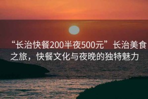 “長治快餐200半夜500元”長治美食之旅，快餐文化與夜晚的獨特魅力