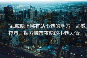 “武威晚上哪有站小巷的地方”武威夜巷，探索城市夜晚的小巷風(fēng)情