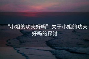 “小姐的功夫好嗎”關(guān)于小姐的功夫好嗎的探討