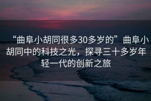 “曲阜小胡同很多30多歲的”曲阜小胡同中的科技之光，探尋三十多歲年輕一代的創新之旅