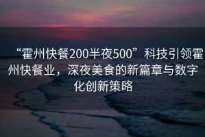 “霍州快餐200半夜500”科技引領(lǐng)霍州快餐業(yè)，深夜美食的新篇章與數(shù)字化創(chuàng)新策略