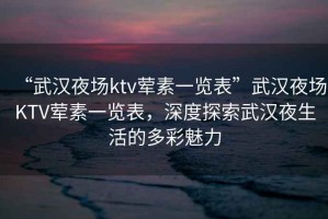 “武漢夜場ktv葷素一覽表”武漢夜場KTV葷素一覽表，深度探索武漢夜生活的多彩魅力