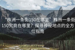 “株洲一條街150在哪里”株洲一條街150究竟在哪里？探尋神秘地點的全方位指南
