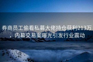 券商員工偷看私募大佬持倉獲利213萬，內幕交易案曝光引發行業震動