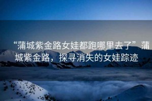 “蒲城紫金路女娃都跑哪里去了”蒲城紫金路，探尋消失的女娃蹤跡