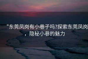 “東莞鳳崗有小巷子嗎?探索東莞鳳崗，隱秘小巷的魅力