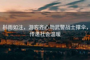 暴雨如注，游客齊心助武警戰(zhàn)士撐傘，傳遞社會(huì)溫暖