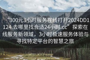 “300元3小時(shí)服務(wù)在線打開(kāi)2024DD1124.去哪里找合適24小時(shí).cc”探索在線服務(wù)新領(lǐng)域，3小時(shí)極速服務(wù)體驗(yàn)與尋找特定平臺(tái)的智慧之旅
