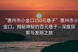 “惠州市小金口150元巷子”惠州市小金口，揭秘神秘的百元巷子—深度探索與發現之旅