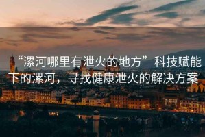 “漯河哪里有泄火的地方”科技賦能下的漯河，尋找健康泄火的解決方案