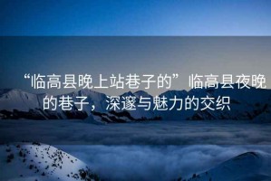 “臨高縣晚上站巷子的”臨高縣夜晚的巷子，深邃與魅力的交織