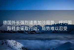 德國(guó)外長(zhǎng)強(qiáng)烈譴責(zé)加沙局勢(shì)，呼吁國(guó)際社會(huì)采取行動(dòng)，局勢(shì)難以忍受