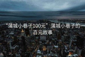 “蒲城小巷子100元”蒲城小巷子的一百元故事