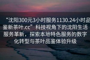 “沈陽300元3小時服務1130.24小時品鑒新茶葉.cc”科技視角下的沈陽生活服務革新，探索本地特色服務的數字化轉型與茶葉品鑒體驗升級