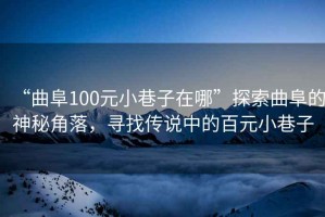 “曲阜100元小巷子在哪”探索曲阜的神秘角落，尋找傳說中的百元小巷子