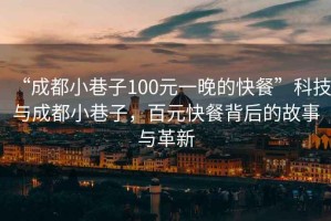 “成都小巷子100元一晚的快餐”科技與成都小巷子，百元快餐背后的故事與革新