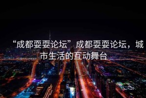 “成都耍耍論壇”成都耍耍論壇，城市生活的互動舞臺