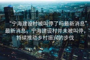 “寧海建設村被叫停了嗎最新消息”最新消息，寧海建設村并未被叫停，持續推動鄉村振興的步伐