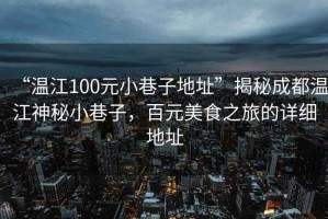 “溫江100元小巷子地址”揭秘成都溫江神秘小巷子，百元美食之旅的詳細地址