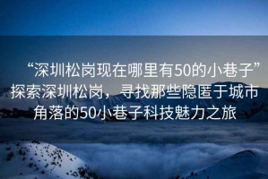 “深圳松崗現在哪里有50的小巷子”探索深圳松崗，尋找那些隱匿于城市角落的50小巷子科技魅力之旅