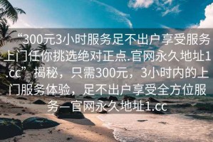 “300元3小時服務足不出戶享受服務上門任你挑選絕對正點.官網永久地址1.cc”揭秘，只需300元，3小時內的上門服務體驗，足不出戶享受全方位服務—官網永久地址1.cc