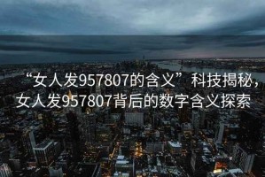 “女人發957807的含義”科技揭秘，女人發957807背后的數字含義探索