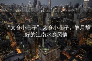 “太倉小巷子”太倉小巷子，歲月靜好的江南水鄉風情