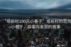 “塔前村100元小巷子”塔前村的百元小巷子，探索與發現的故事
