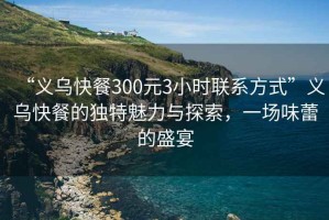 “義烏快餐300元3小時聯系方式”義烏快餐的獨特魅力與探索，一場味蕾的盛宴