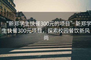 “新鄭學生快餐300元的項目”新鄭學生快餐300元項目，探索校園餐飲新風尚