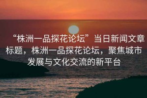 “株洲一品探花論壇”當日新聞文章標題，株洲一品探花論壇，聚焦城市發展與文化交流的新平臺