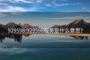 929598:929598服務(wù)是什么意思?