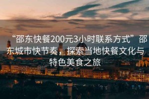 “邵東快餐200元3小時聯系方式”邵東城市快節奏，探索當地快餐文化與特色美食之旅