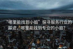 “哪里能找到小姐”探尋服務行業(yè)的蹤跡，哪里能找到專業(yè)的小姐？