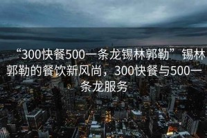 “300快餐500一條龍錫林郭勒”錫林郭勒的餐飲新風尚，300快餐與500一條龍服務