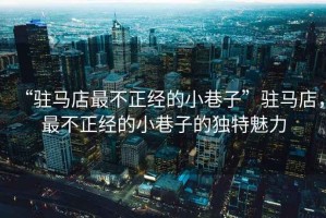 “駐馬店最不正經的小巷子”駐馬店，最不正經的小巷子的獨特魅力