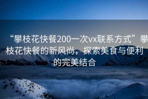 “攀枝花快餐200一次vx聯系方式”攀枝花快餐的新風尚，探索美食與便利的完美結合