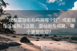 “成都耍站街和雞窩哪個好”成都娛樂區域熱門話題，耍站街與雞窩，哪個更受歡迎？
