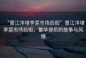 “晉江洋埭李菜市場后街”晉江洋埭李菜市場后街，繁華背后的故事與風(fēng)情