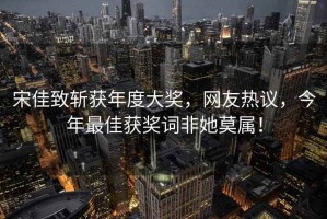 宋佳致斬獲年度大獎，網友熱議，今年最佳獲獎詞非她莫屬！