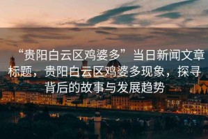 “貴陽白云區雞婆多”當日新聞文章標題，貴陽白云區雞婆多現象，探尋背后的故事與發展趨勢