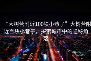 “大樹營附近100塊小巷子”大樹營附近百塊小巷子，探索城市中的隱秘角落